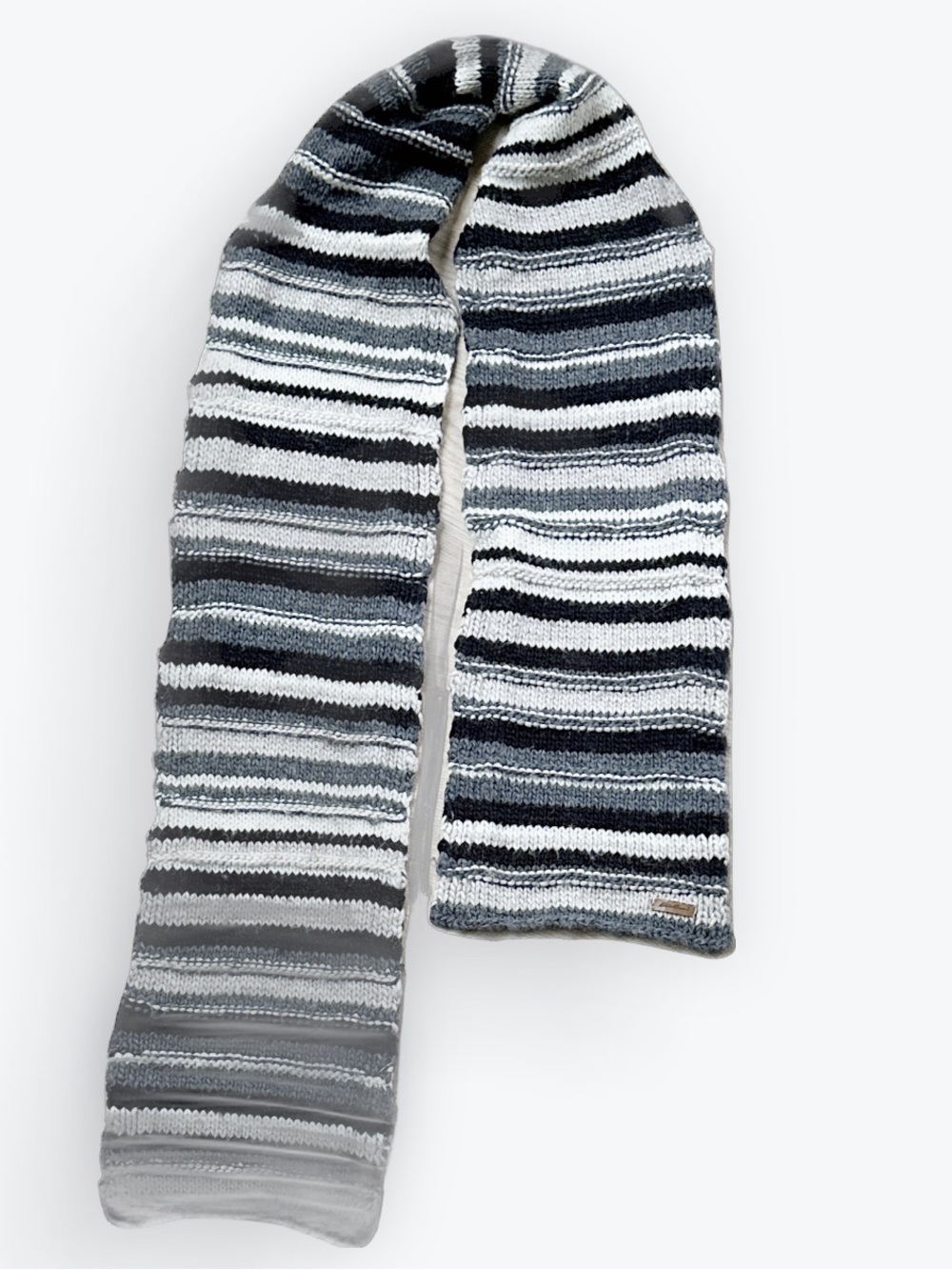 Minimalist Neutral Classic Striped Black Gray White Chunky Knit Wool Long Scarf